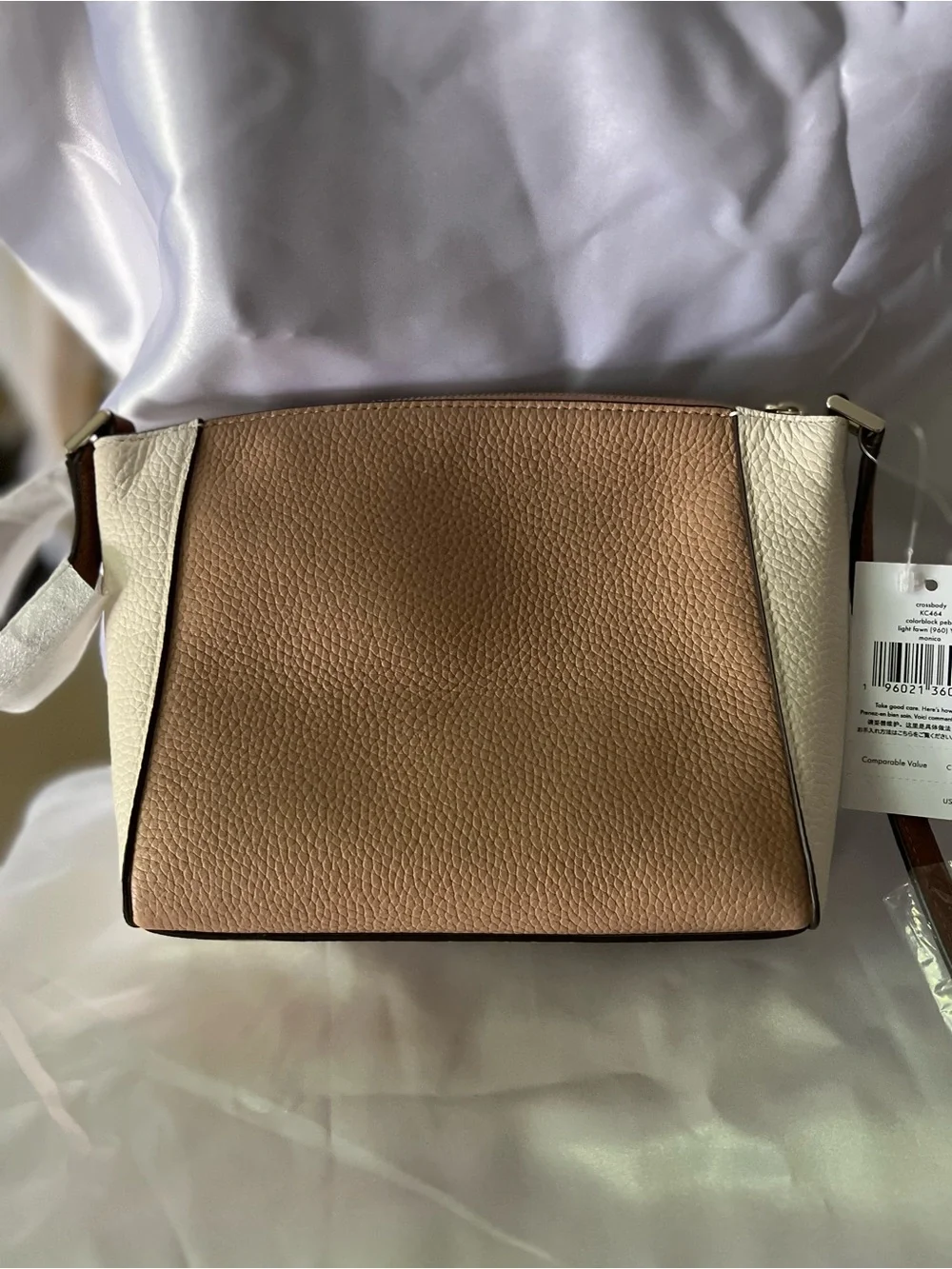 Kate Spade Pebbled Leather Crossbody Bag in Tan and White